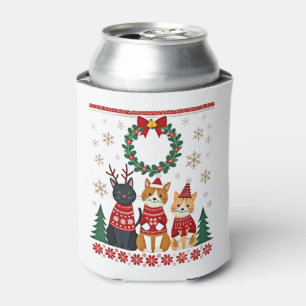Porta-lata Três gatos engraçados camisola de Natal gato feio