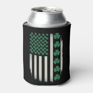 Porta-lata Trevo de Bandeira Americana dos EUA Dia de São Pat