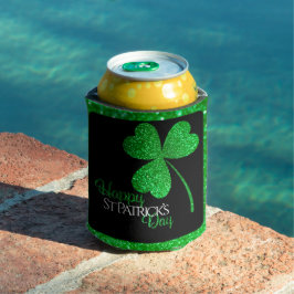 Porta-lata Trevo de Purpurina Verde Feliz Dia de São Patrício