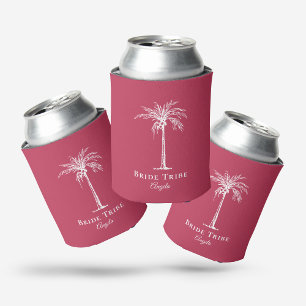 Porta-lata Tribo Brilhante Moderna Magenta White Palm Tree Pe