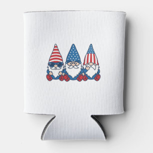 Porta-lata Trio de Gnome Patriótico Camisa Vintage Vetor Desi