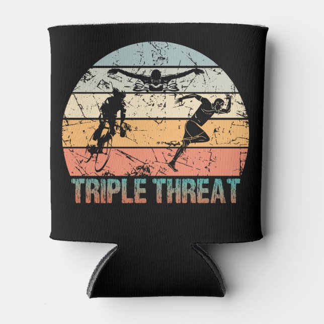 Porta-lata Tripla Ameaça - Atleta Triathlon (Frente)