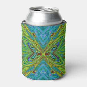 Porta-lata Trippy Chartreuse e Blue Abstrato Butterfly