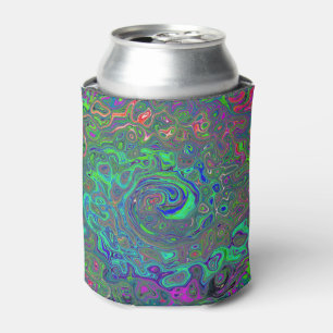 Porta-lata Trippy Chartreuse e Blue Retro Liquid Swirl