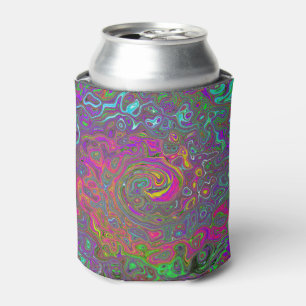 Porta-lata Trippy Hot Pink Abstrato Retro Liquid Swirl