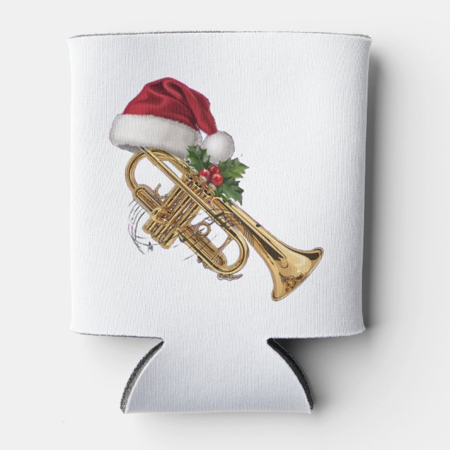 Porta-lata Trombeta Festiva Envolta em Luzes de Natal (Frente)