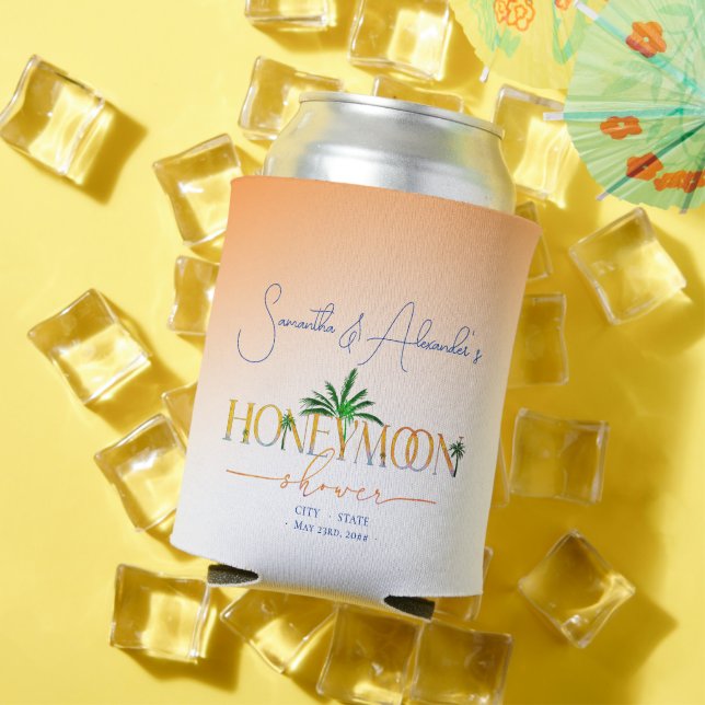 Porta-lata Tropical Beach Sunset Honeymoon Fund Casal Shower (Verão in situ)