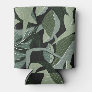 Porta-lata Tropical Floral: Vintage Line Art.