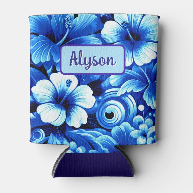 Porta-lata Tropical Hawaiian Flowers Hibiscus Personalized (Frente)