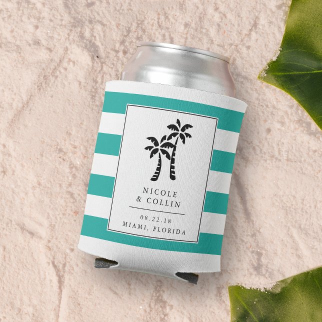 Porta-lata Tropical Moderna Palm Trees Favor do Casamento (Criador carregado)
