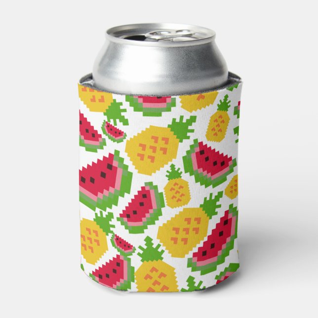 Porta-lata Tropical Watermelon and Pineapple Pixel Pattern (Can Front)
