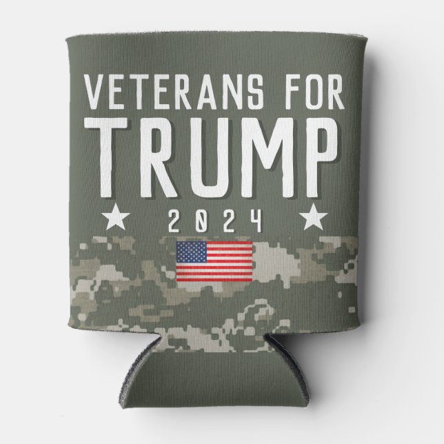 Porta-lata Trump 2024 Veteranos para Trump Camo (Frente)