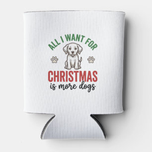 Porta-lata Tudo o que Quero no Natal é Mais Cães Desenho Vint