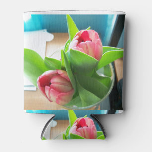Porta-lata Tulipas de desktop cor-de-rosa