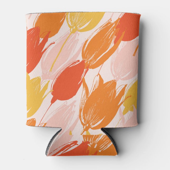 Porta-lata Tulipas Diagonais: Design de Cor Leve. (Frente)