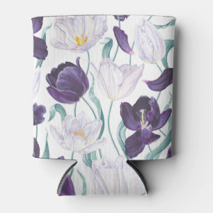 Porta-lata Tulipas Roxas: Realismo Da Vintagem Branca.