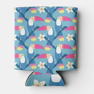 Porta-lata Turiano tropical: padrão floral vibrante.