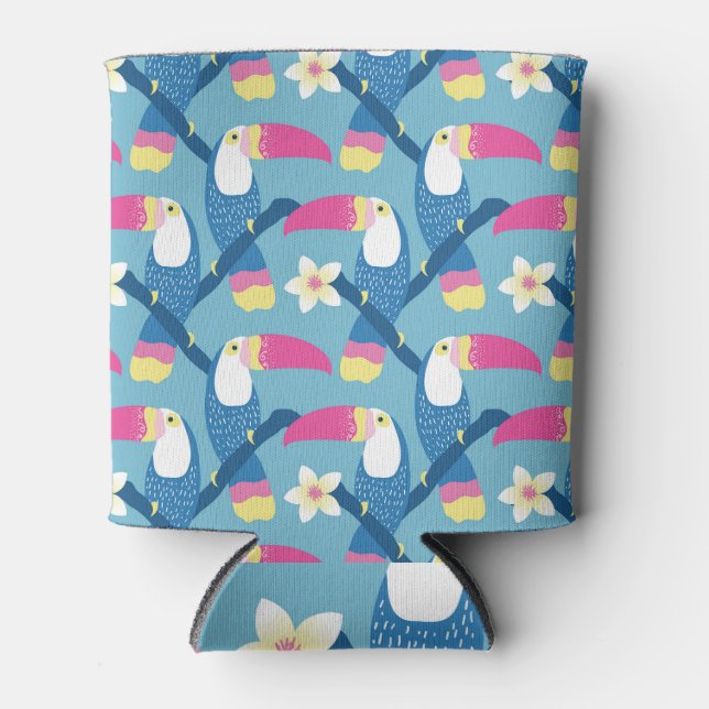 Porta-lata Turiano tropical: padrão floral vibrante. (Frente)