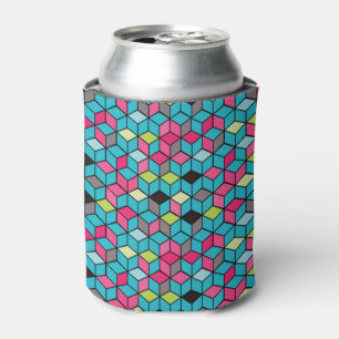 Porta-lata Turquesa e teste padrão cor-de-rosa do cubo