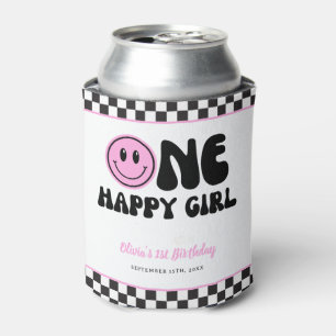 Porta-lata Uma garota feliz rosa feliz aniversário