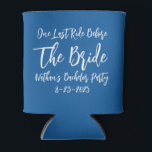 Porta-lata Uma Última Viagem Antes Da Noiva Blue Cooler<br><div class="desc">Prepare-se para celebrar com o nosso refrigerador de bebidas azuis "One Last Ride Before the Bride!" — perfeito para manter suas bebidas frias durante a última despedida de solteiro! Projetado com diversão e aventura em mente, este mais frio é o acessório ideal para o noivo e sua tripulação enquanto eles...</div>