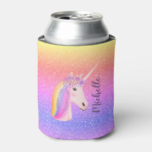 Porta-lata Unicorn Rainbow Glitter Sparkle Personalizado