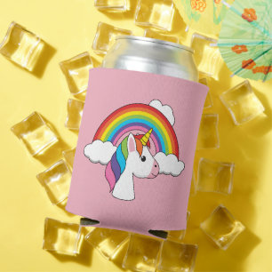 Porta-lata Unicórnio e Arco-íris com Nuvens Kawaii