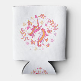 Porta-lata Unicórnio em Rosa e Laranja