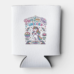 Porta-lata Unicórnio Paz Amor Pose Unicórnio Fundo Branco S