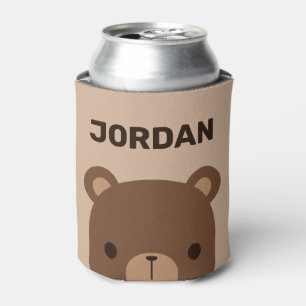 Porta-lata Urso Castanho Bonito com Nome Personalizado