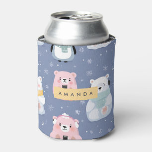 Porta-lata Urso de Inverno Fofo Personalizado & Padrão de Pin