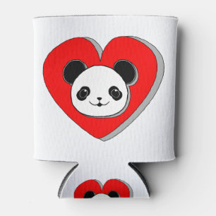 Porta-lata Urso De Panda Bonito E Desenho De Coração Vermelho