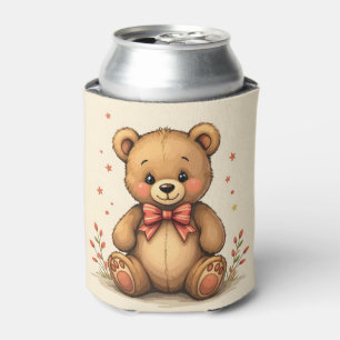 Porta-lata Urso marrom pequeno fofo e adorável com gravata