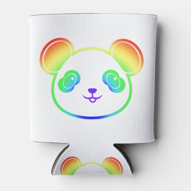 Porta-lata Urso Panda Bonito Nas Cores Do Arco-Íris (Frente)