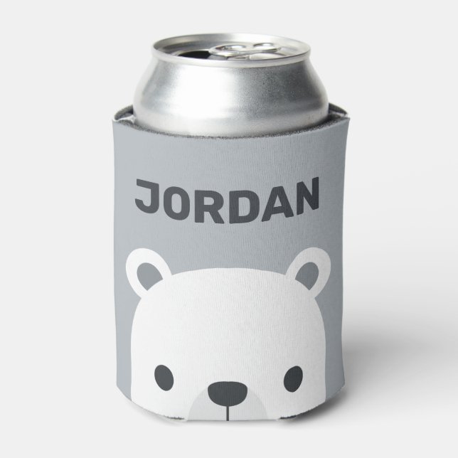 Porta-lata Urso Polar Bonito com Nome Personalizado (Can Front)