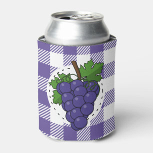 Porta-lata Uvas em Xadrez violeta branca