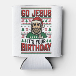 Porta-lata Vá Jesus Camisa Vintage de Natal de Aniversário