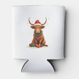 Porta-lata Vaca Alta Escocesa de Natal Vintage com Presentes
