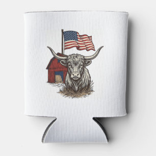 Porta-lata Vaca Longhorn Patriótica e Design Vetorial de Cele