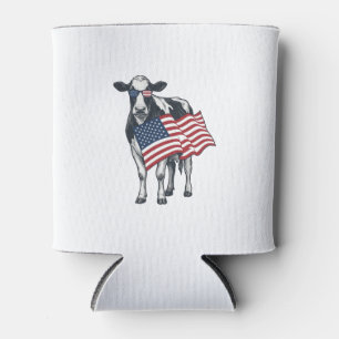 Porta-lata Vaca Patriótica Bandeira Americana Desenho de Grav