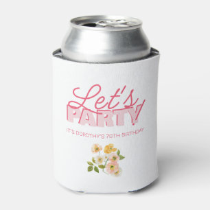 Porta-lata Vamos Festa do Partido Trendy Pink Lettering 70 An