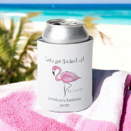 Porta-lata Vamos Ficar Cheios de Flamingos Rosa Personalizado