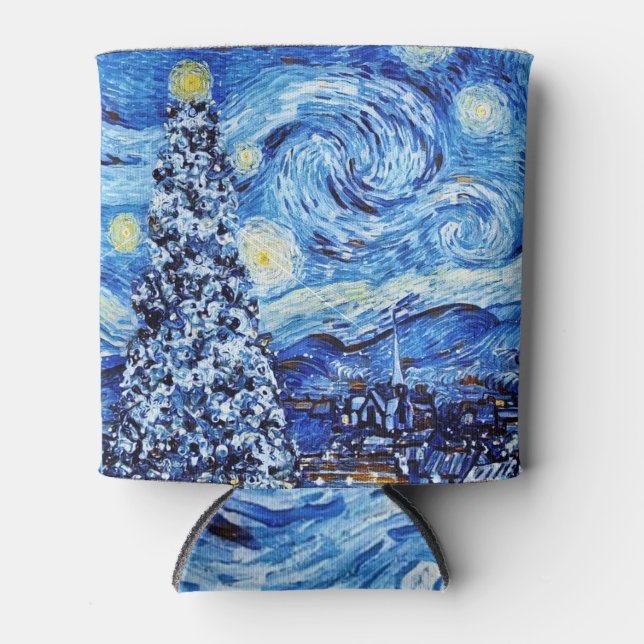 Porta-lata Van Gogh - A Noite Estrelada - Natal Branco (Frente)