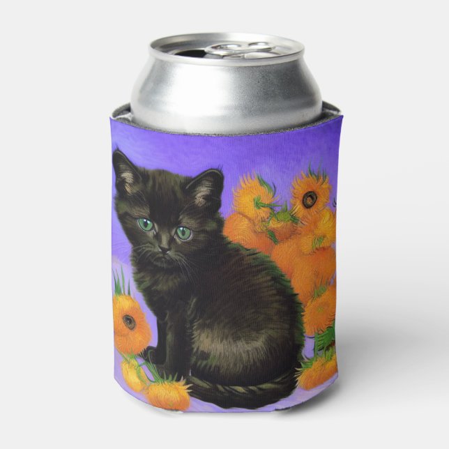 Porta-lata Van Gogh Black Kitten com Girassóis (Can Front)