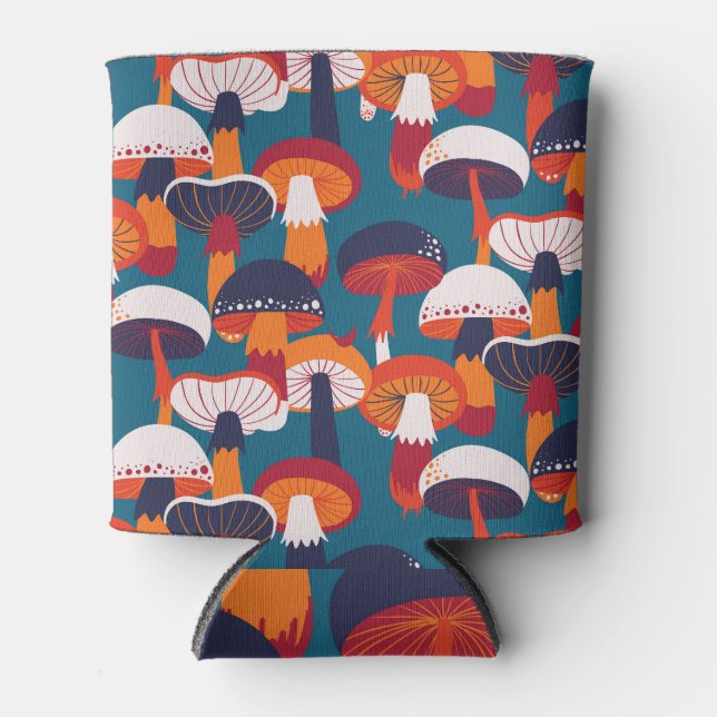 Porta-lata Variedade de cogumelos, ilustração perfeita de vin (Frente)