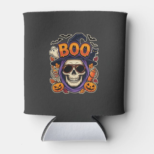 Porta-lata Vector de Óculos de Sol Crânio Boo do Halloween (Frente)