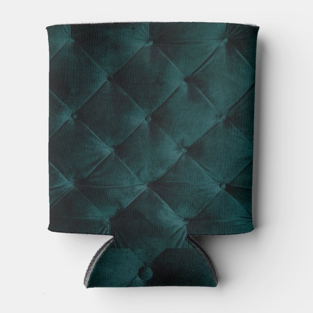 Porta-lata Velvet Green: Elegância Têxtil Malaquita (Frente)