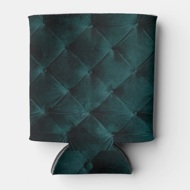 Porta-lata Velvet Green: Elegância Têxtil Malaquita (Frente)