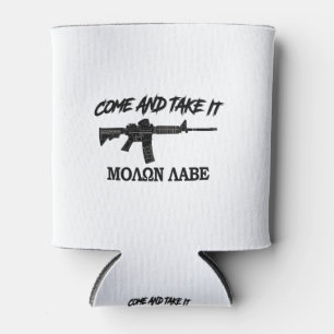 Porta-lata Venha e pegue! Molon Labe! Preto em grego.