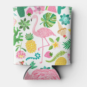 Porta-lata Verão de Flamingo: padrão contínuo vibrante.